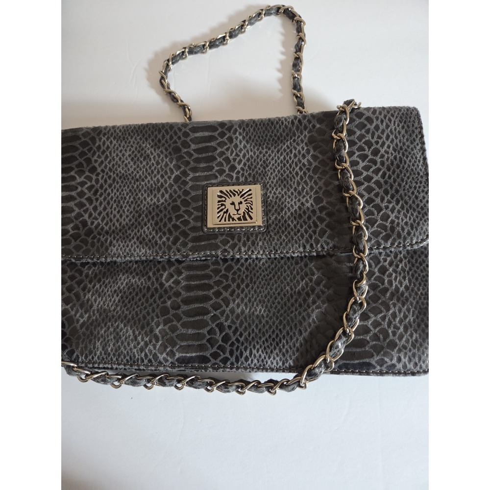 Vintage Anne Klein Handbag - Iconic Lion‎ Head Closure Double Chain Strap